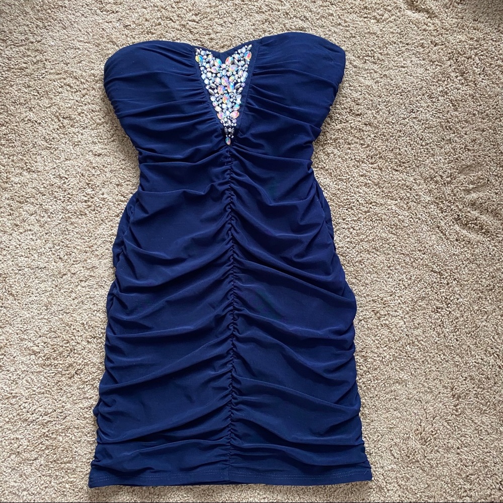 Strapless Navy Dress